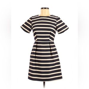 Cute black and white striped dress with gold zipper up back